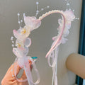 152-05 pink flower ribbon pearl headband