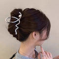 K-style cross wave pearl hairpin casualfashioneasiest for match back of head hair shark clip elegant gripper wholesale