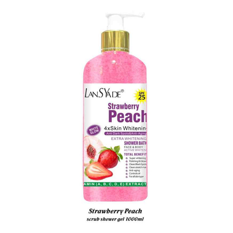 English body wash 1000ml scrub shower gel brightens skin, removes blackness, silky skin, rich foam, exfoliates