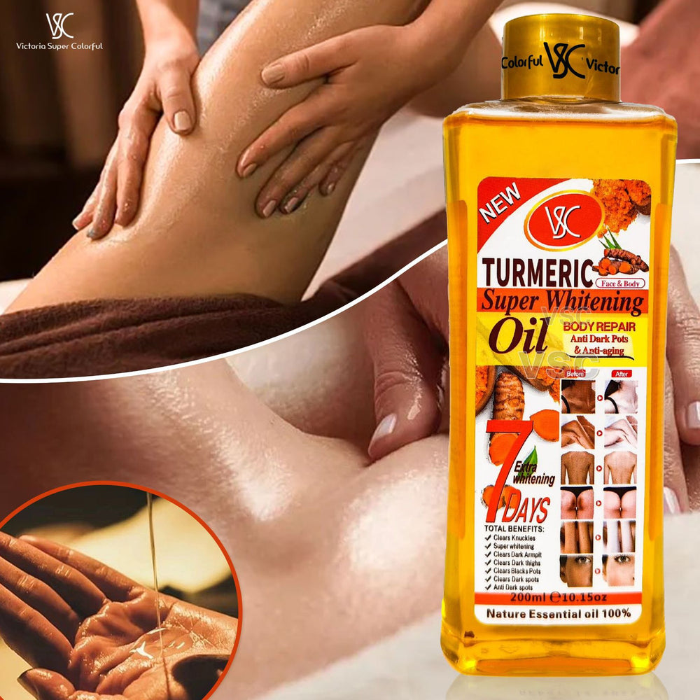 7-day repair and brightening vc essential oil, moisturizing and meridian-tongue turmeric essential oil, whole body massage almond massage oil 200ml