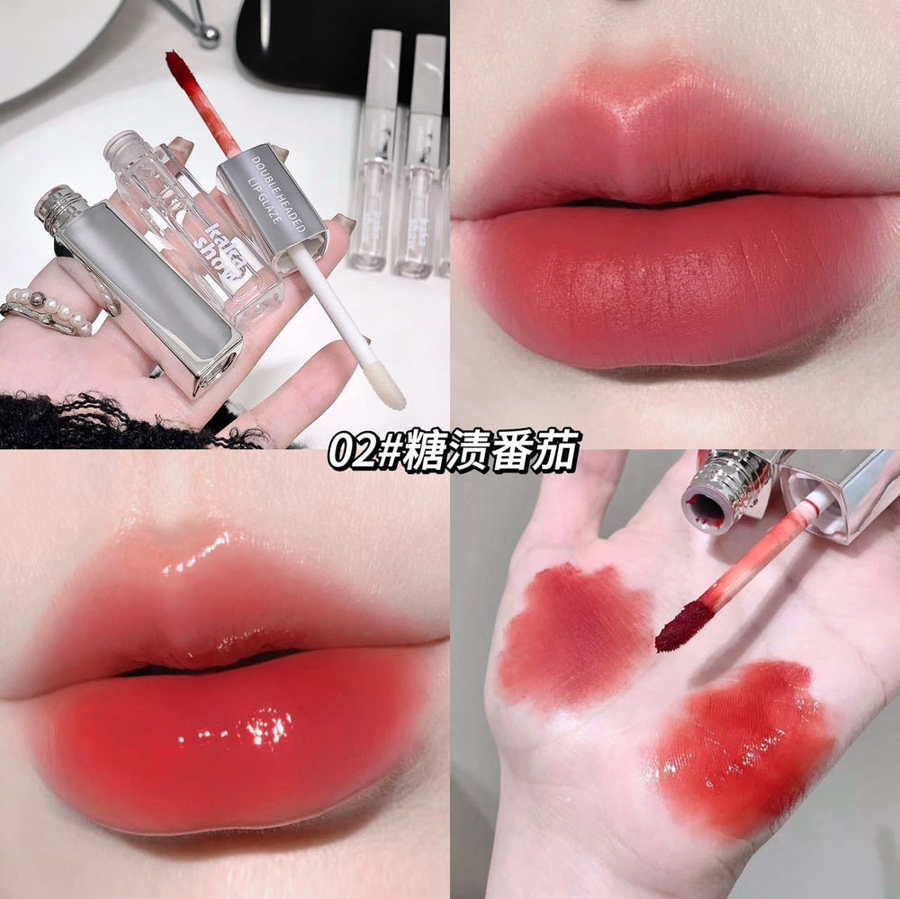 Kakashow double-effect double-ended lip glaze raincoat combination for women matte matte water-glossy mirror non-stick cup not easy to fade