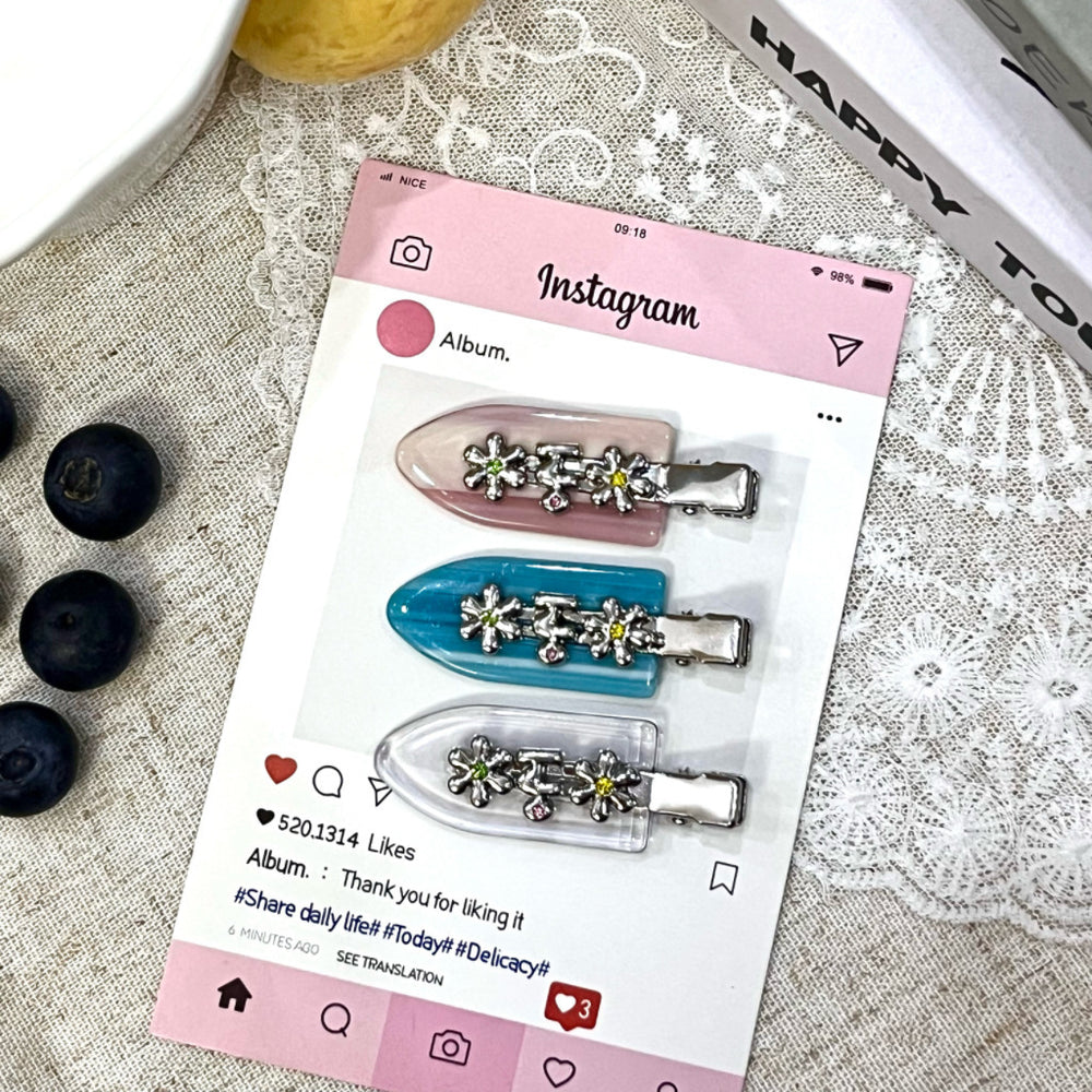 New arrivalk-style small flower metal edge clip seamless acetate duckbill clip bangs clip cute hair accessories hairpin hair root