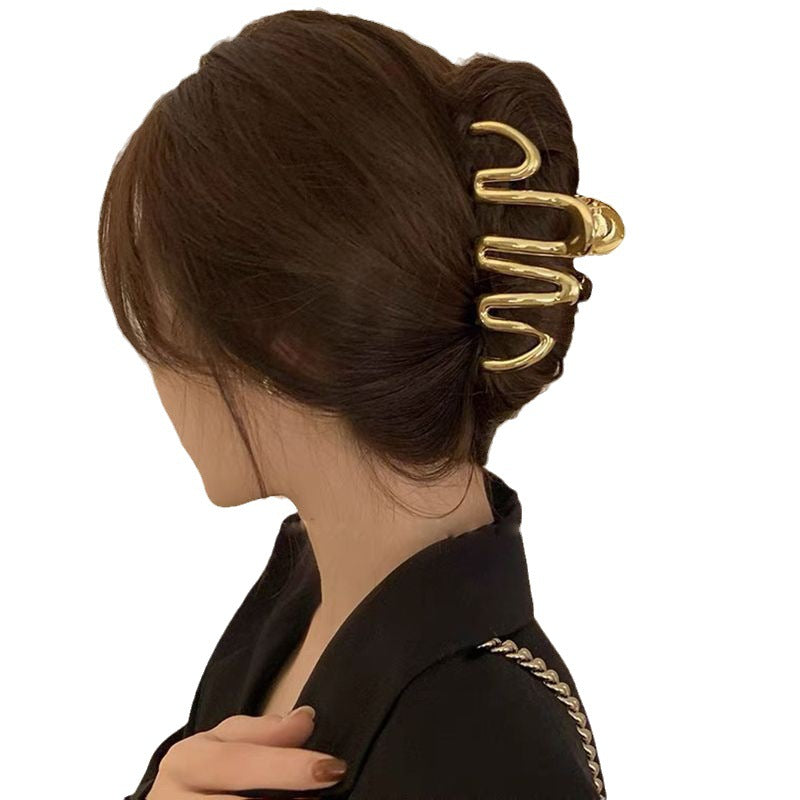 Wavy metal high ponytail gripper large clip headgear hairpin back of head hair shark clip hair gripper hair accessories for women