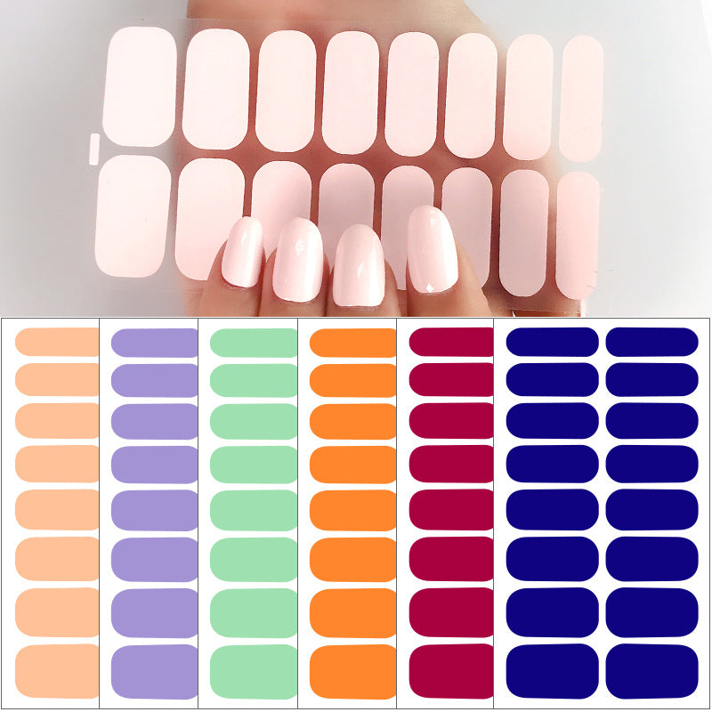 European and american new solid color nail art stickers, full cover nail polish film, designer logo stickers, candy iridescent sweet style
