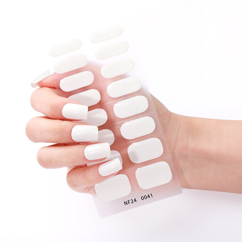 Zhengxiang custom gel nail stickers - solid color glitter, korean style uv light semi-cured nail stickers, waterproof, cross-border wholesale