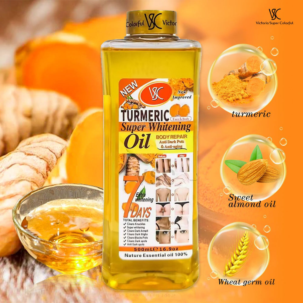 bestselling turmeric essential oil 500ml - almond body oil for moisturizing massage, spa, facial massage, brightening, and dark spot removal
