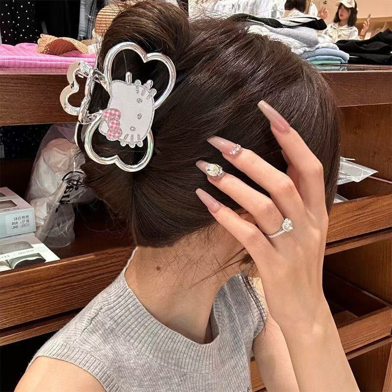 2025 new design: high-end, sweet, and girly silver bow hair claw clip/barrette/head accessory