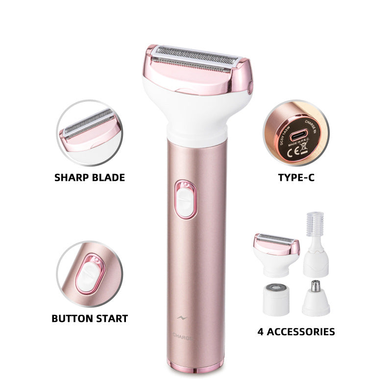 Portable underarm hair remover, leg hair trimmer, and intimate area shaver - women's full body washable electric shaver