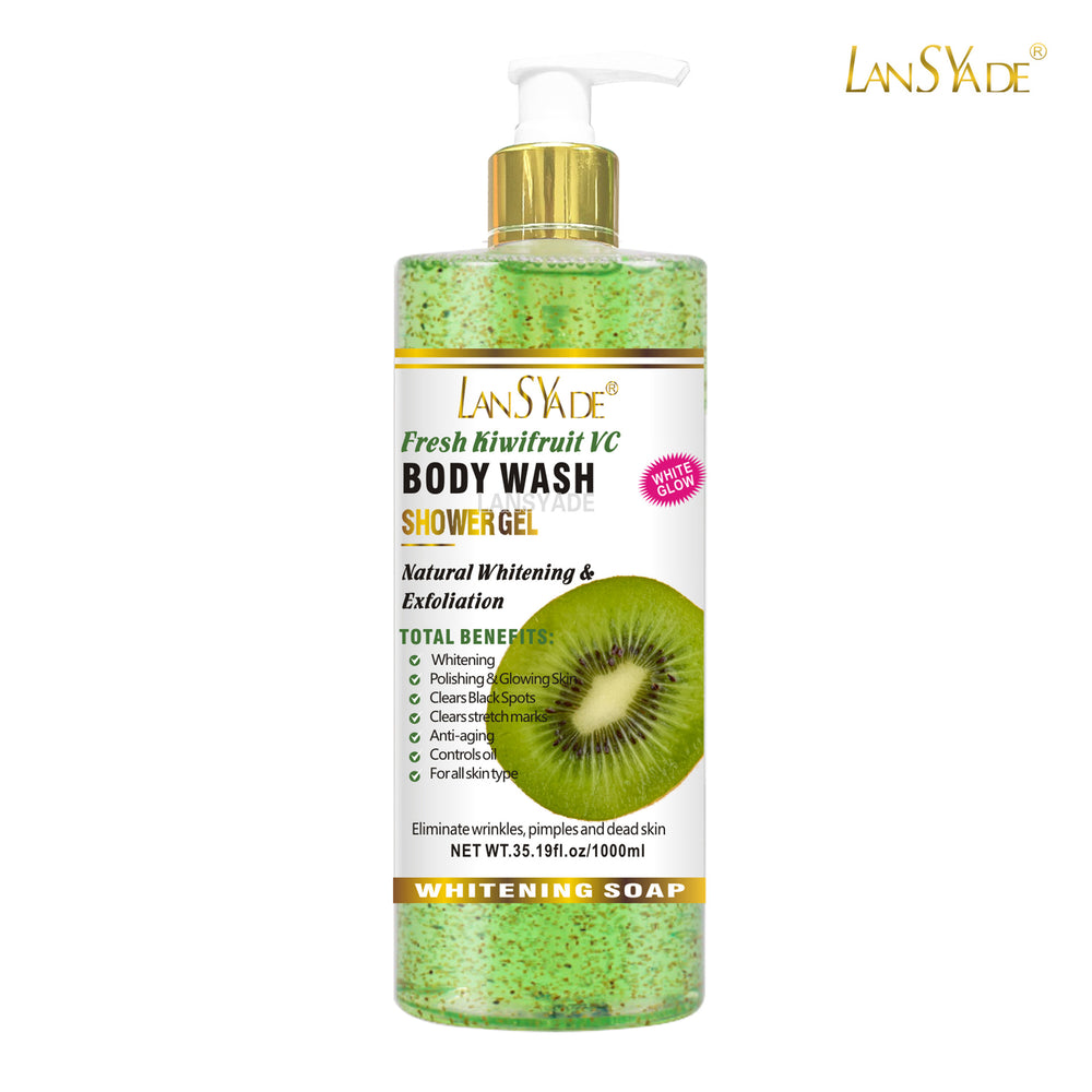English body wash 1000ml scrub shower gel brightens skin, removes blackness, silky skin, rich foam, exfoliates