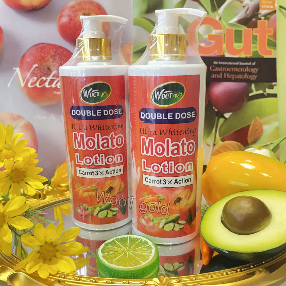 molato fruit and vegetable moisturizing lotion - hydrating, brightening, refreshing, non-greasy, nourishing carrot body lotion 500ml
