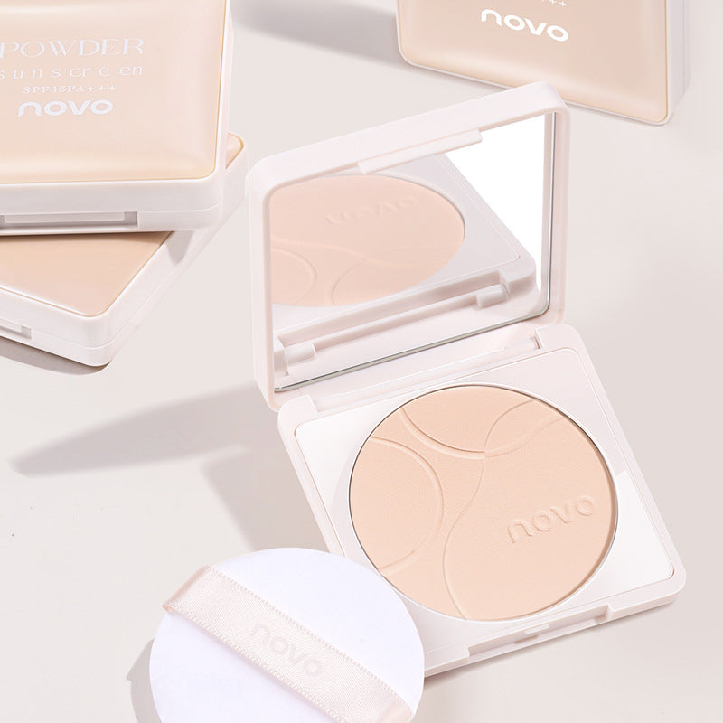 Novo soft matte long-lasting sunscreen powder biscuit - wet & dry dual-use, oil-control, setting powder, concealer, waterproof, sweat-proof, non-caking