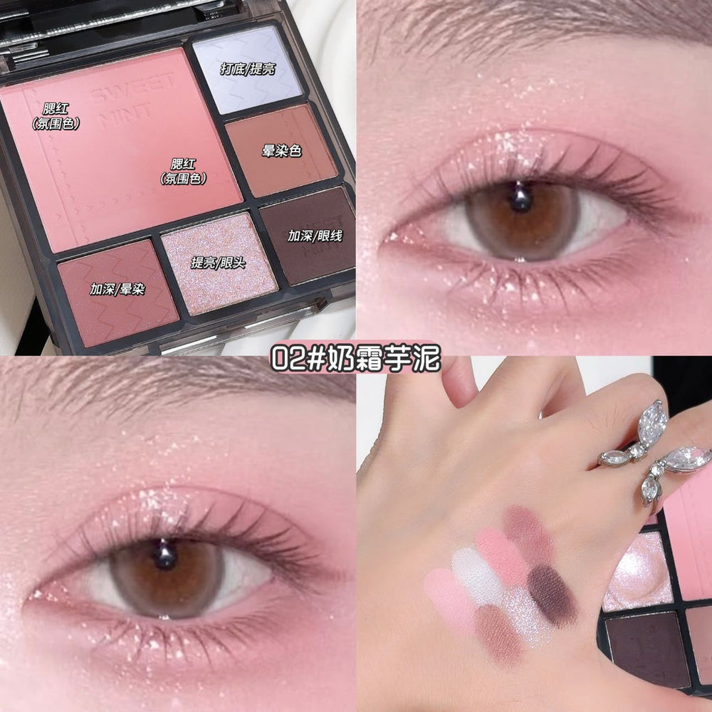 Sweet mint gradient eyeshadow palette - everyday commute, earth tones, matte, highlighter, contour, blush all-in-one