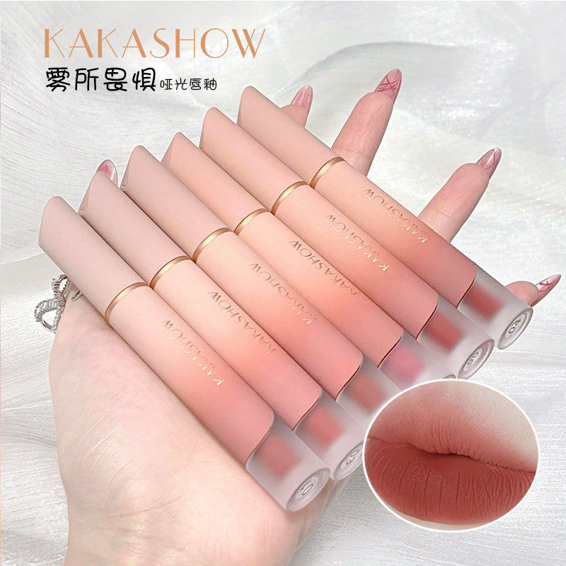 Makeup kakashow matte lip glaze velvet matte waterproof not easy to lose pigment whitening lipstick