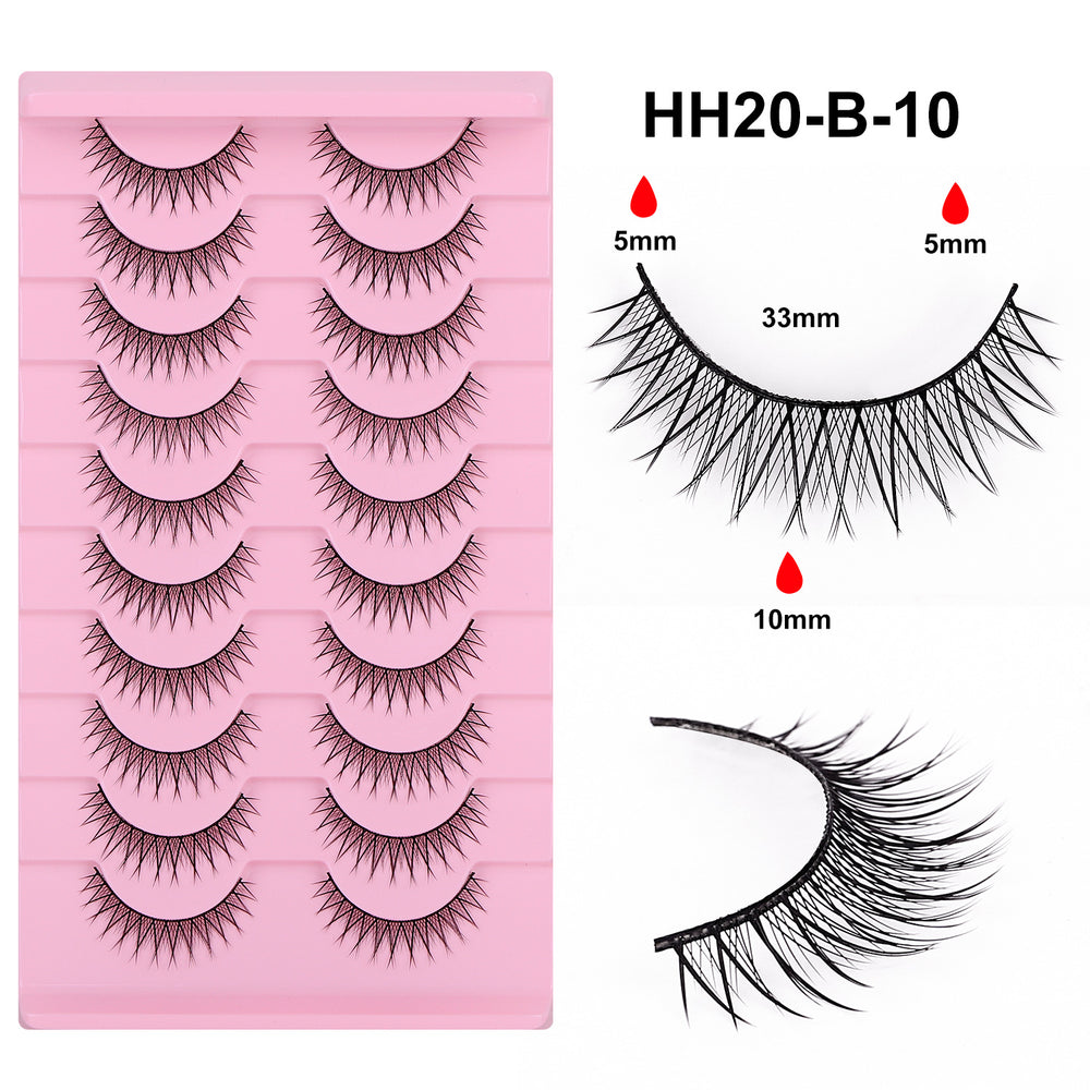 10 pairs of hard stem false eyelashes - voluminous, faux cluster lashes for stage makeup, professional makeup artist grade