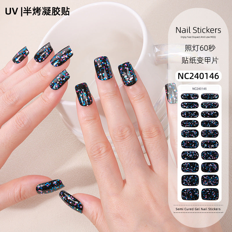 Zhengxiang custom gel nail art stickers - glitter, shimmer, uv light curing, semi-cured gel nail stickers - amazon