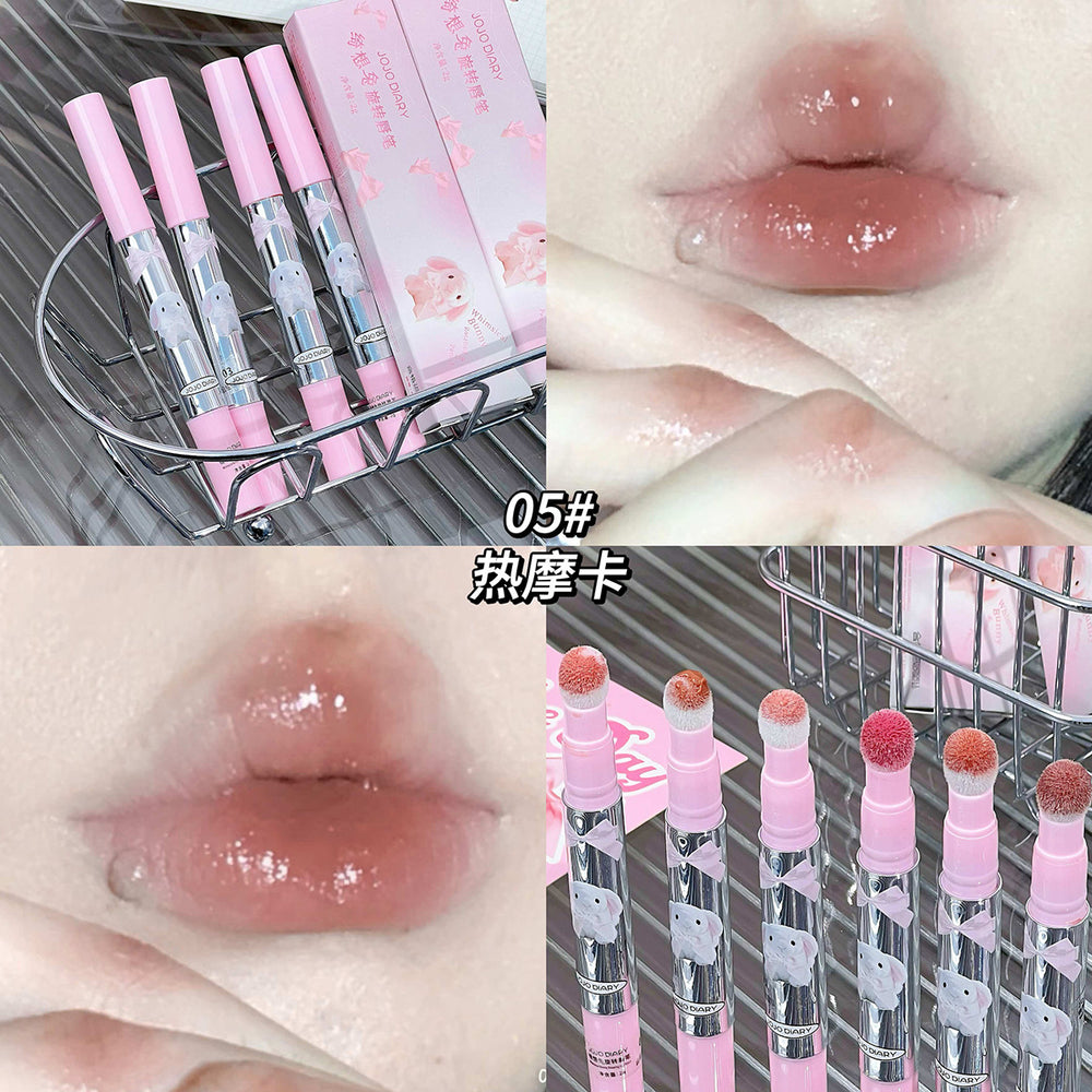 Jojo diary dream rabbit rotating lip pencil - hydrating, shimmering, mirror-like lip glaze - smudge-proof, whitening lipstick