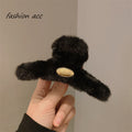 Retro small gold label stuffed medium size hair clip for less hair, shark clip half-tied hair clip, fall and winternew arrival hair clip for women