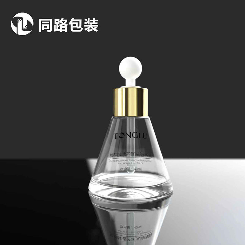 Ready-to-ship 40ml triangular conical essential oil bottles - perfect for skincare, serums, and cosmetics. includes dropper