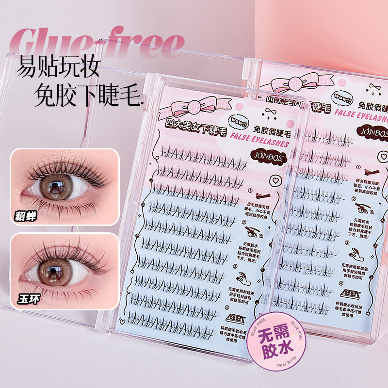 Jonbos four beauties self-adhesive glue-free underwater eyelashes zhaojun diao chan super nature mom born stemless fake eyelashes