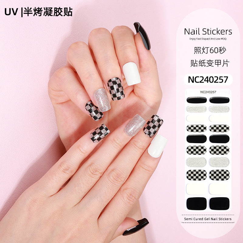 Zhengxiang personalized gel manicure stickers ins ice transparent phototherapy nails uv light nail stickers semi-cured manicure stickers gel