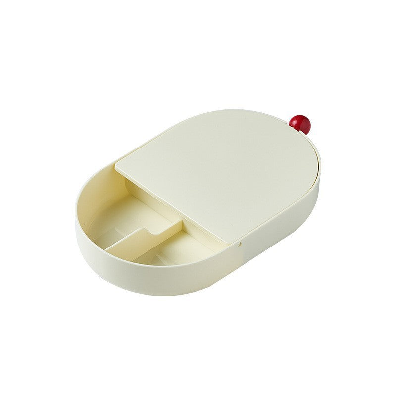 Foldable makeup mirror storage box - dorm room desktop cosmetic vanity mirror - plastic home mirror