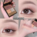 Kakashow aurora shimmer tri-color eyeshadow palette - matte, shimmer, and fine glitter - everyday versatile earth tones