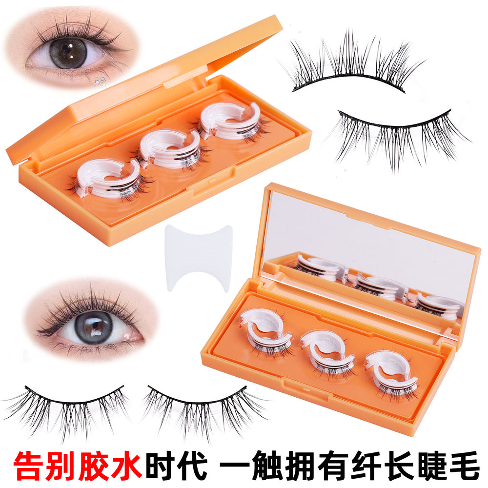glue-free false eyelashes for natural women, 3 pairs of temperature-sensitive self-adhesive eyelash strips, sunflower eyelashes, one whole strip