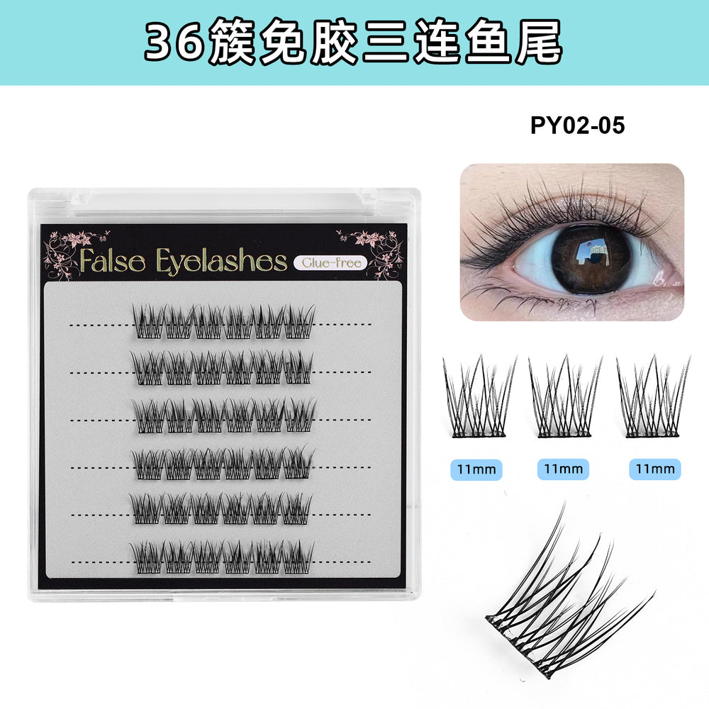 Carefully selected* cross-border glue-free false eyelashes segmented large capacity natural slender single cluster sunflower fox false eyelashes factory