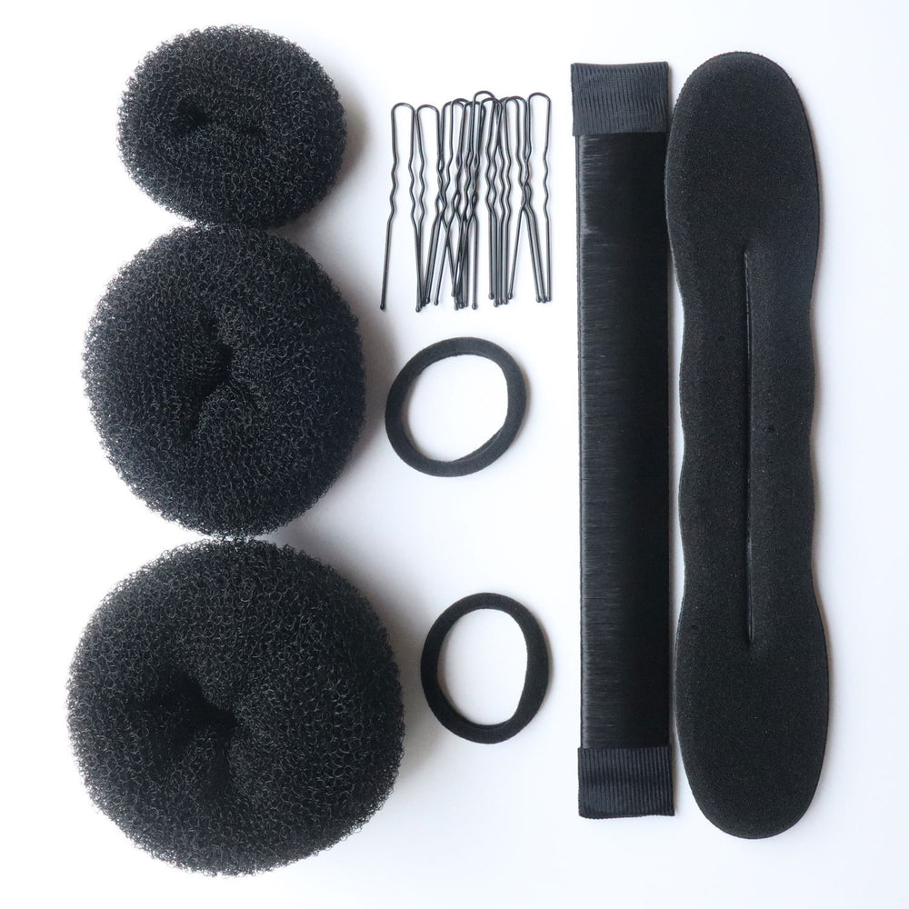 17-piece hair accessories tool set, ball head donut hair styling tool, sponge hair braider, snap ring hair ring, accessible luxury