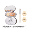 Qxqy natural fit tri-color concealer - glides on smoothly, brightens, covers blemishes, dark circles, and tear troughs - beginner-friendly concealer palette
