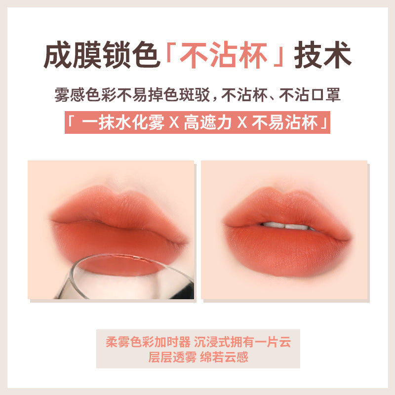 Wodwod silk mist long-lasting color-locking lip glaze - matte, waterproof, smudge-proof, everyday brightening lipstick