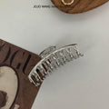 Large korean style metal claw clip - bright finish, dragon bone design, minimalist retro court style, girly french hair clip for back of head