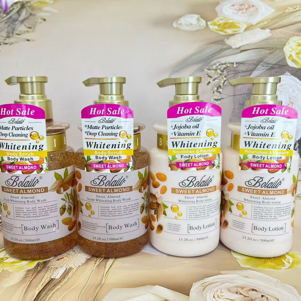 exclusive supply of moisturizing almond body lotion 500ml, long-lasting moisturizing almond shower gel 500ml, foreign trade