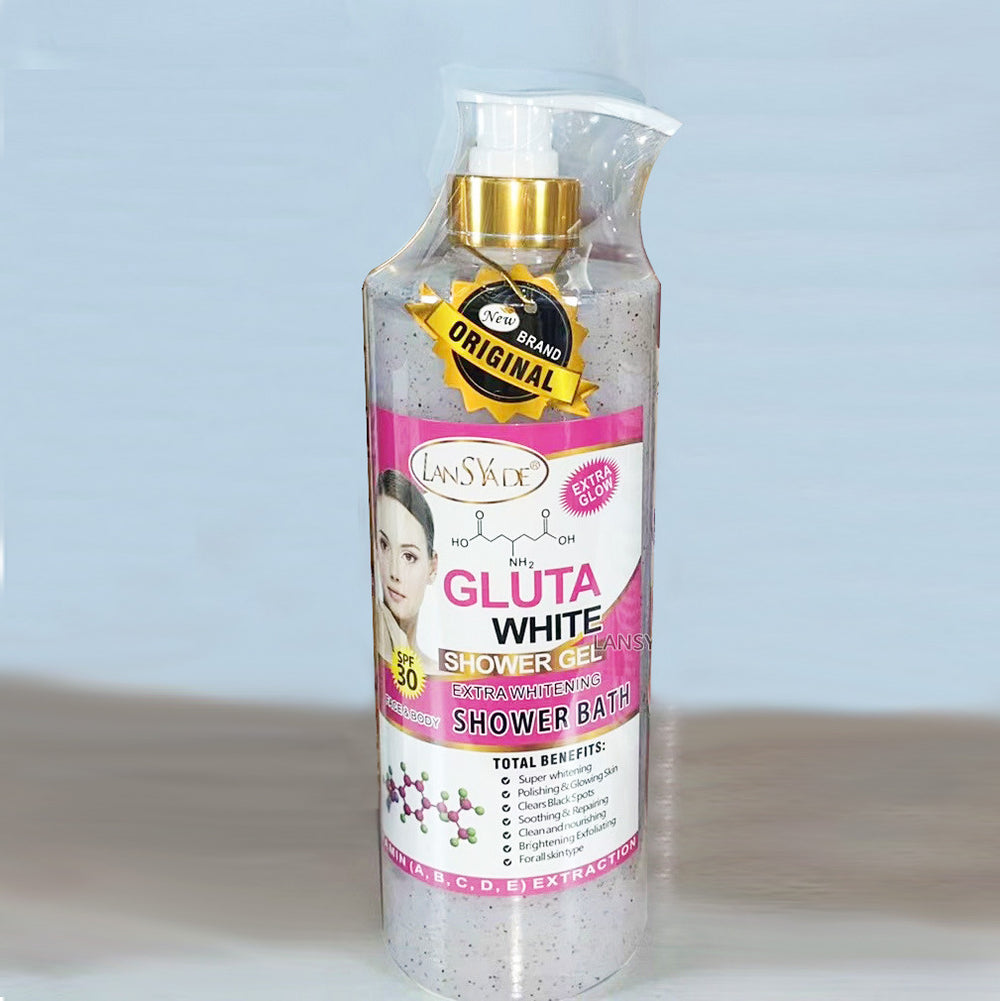 English body wash 1000ml scrub shower gel brightens skin, removes blackness, silky skin, rich foam, exfoliates
