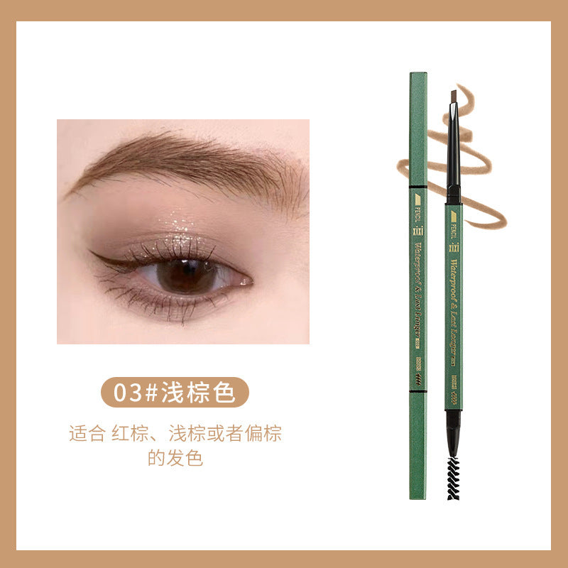 Xixi waterproof long-lasting double-ended eyebrow pencil, ultra-fine head, extremely small triangular roots, clear wild eyebrows, no smudging