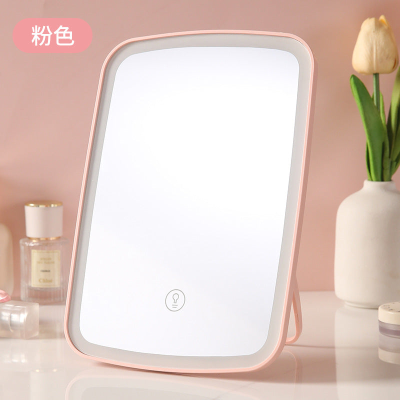 Led makeup mirror with light, storage, and fill light - vanity mirror for dorm, home, desktop, glass, and household use - led mirror