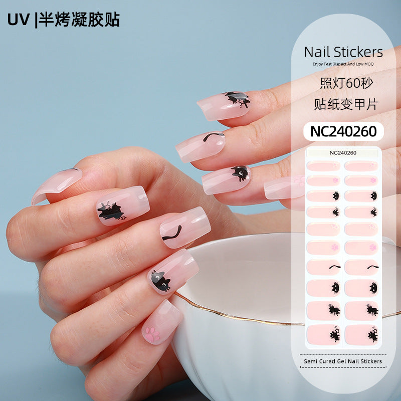 Zhengxiang personalized gel manicure stickers ins ice transparent phototherapy nails uv light nail stickers semi-cured manicure stickers gel