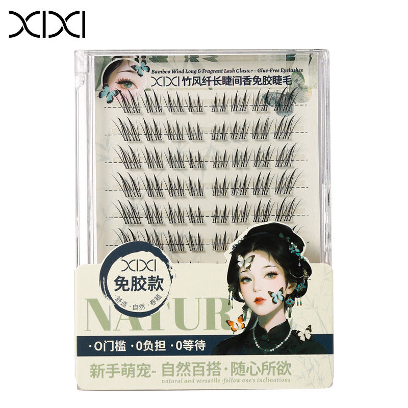 Xixiqingqiuhu self-adhesive glue-free fake eyelashes chinoiserie fox style oblique flying natureartificial single cluster segmented eyelashes