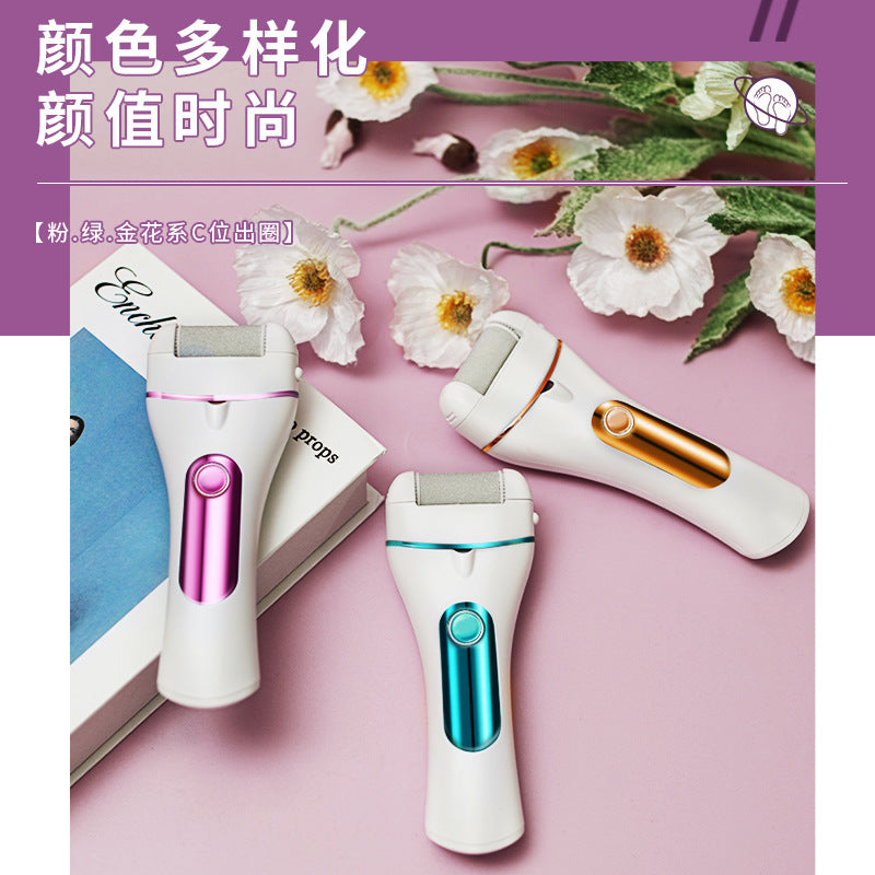 Manso electric foot file - automatic rechargeable callus remover for smooth, beautiful feet - electric foot scrubber & pedicure machine