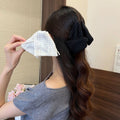French hepburn style triangle fabric polka dot gripper fashionelegant back of head hairpin plate hair shark clip hair accessories