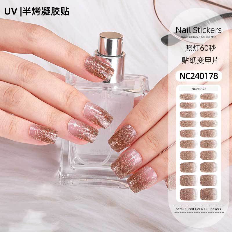 Zhengxiang custom gel nail art stickers - french style, uv/led semi-cured, waterproof, wholesale for export