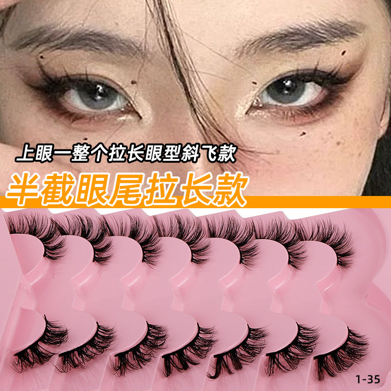Hard stem false eyelashes glue type one piece cross-border fox half eye eyelashes 3dstereo personalized oem factory