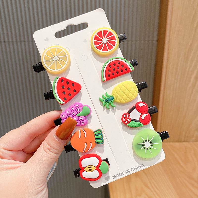 Korean style new children's fruit hair clips rainbow bobby pins mermaid side clips ice cream hair clips cute baby hair accessories