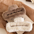 Fall and winter gripper coffee color large square stuffed hair clip for women's back of head hair clip shark clip hairpin headwear