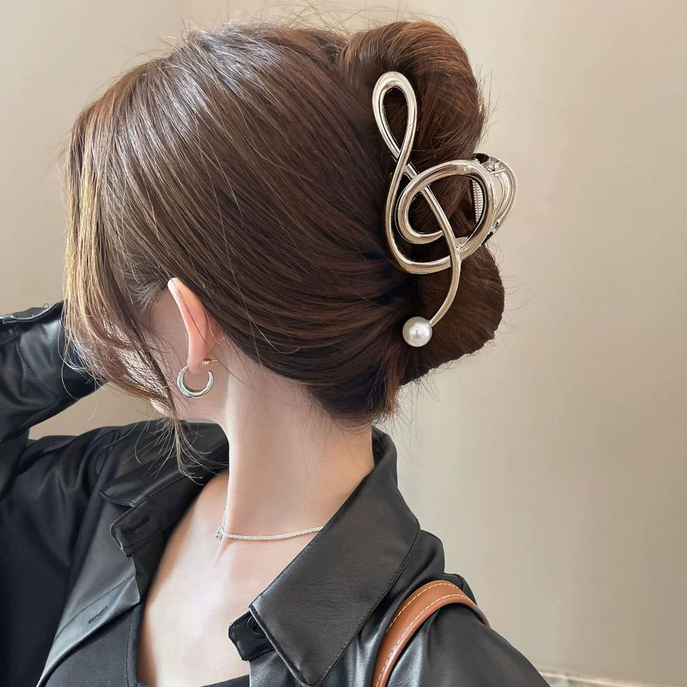 Casualclassy sense of musical note gripper female elegant metal texture shark clip stylish design clip headwear hair clip