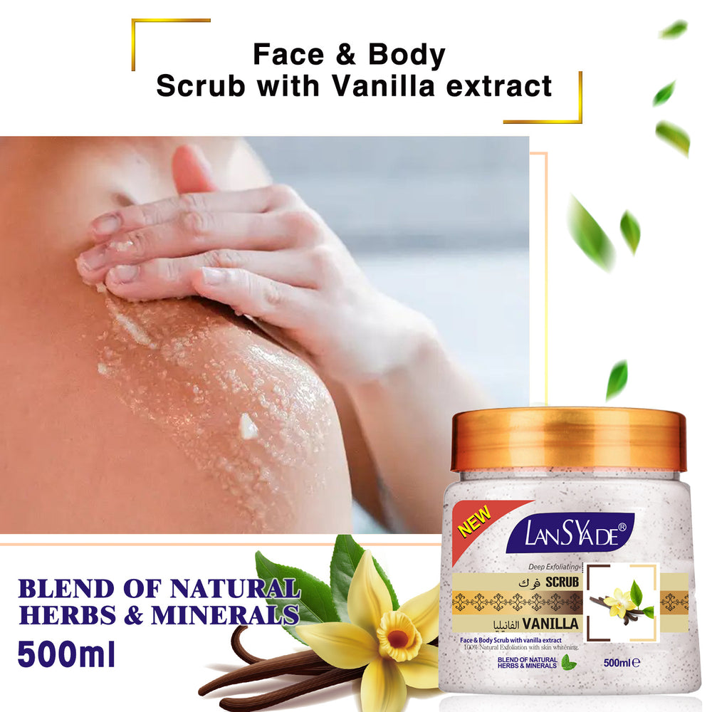 vanilla ice cream body gold scrub - exfoliates, removes bumps & keratosis pilaris, brightens, moisturizes, and nourishes skin
