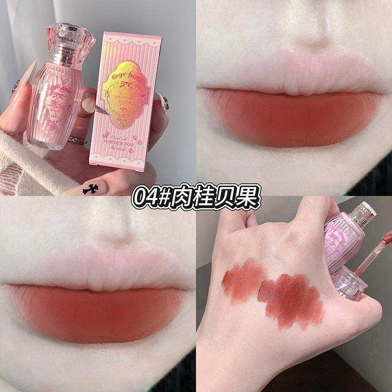 Gege bear cloud veil powder mist lip clay - women's velvet matte everyday nude look whitening lip glaze lipstick