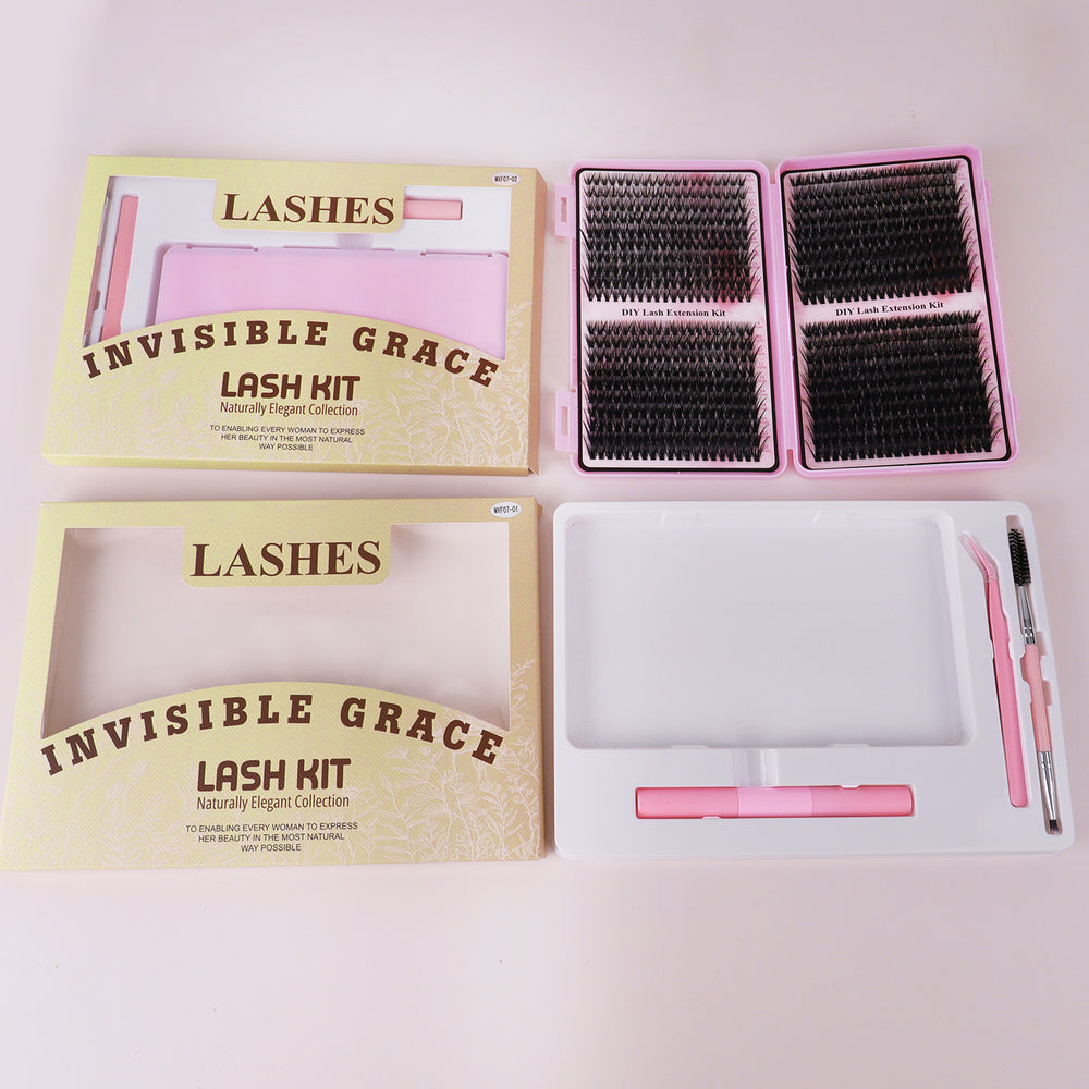European and american eyelash book large capacity suit diy single cluster fluffy curly false eyelashes glue style soft hair 4 pieces