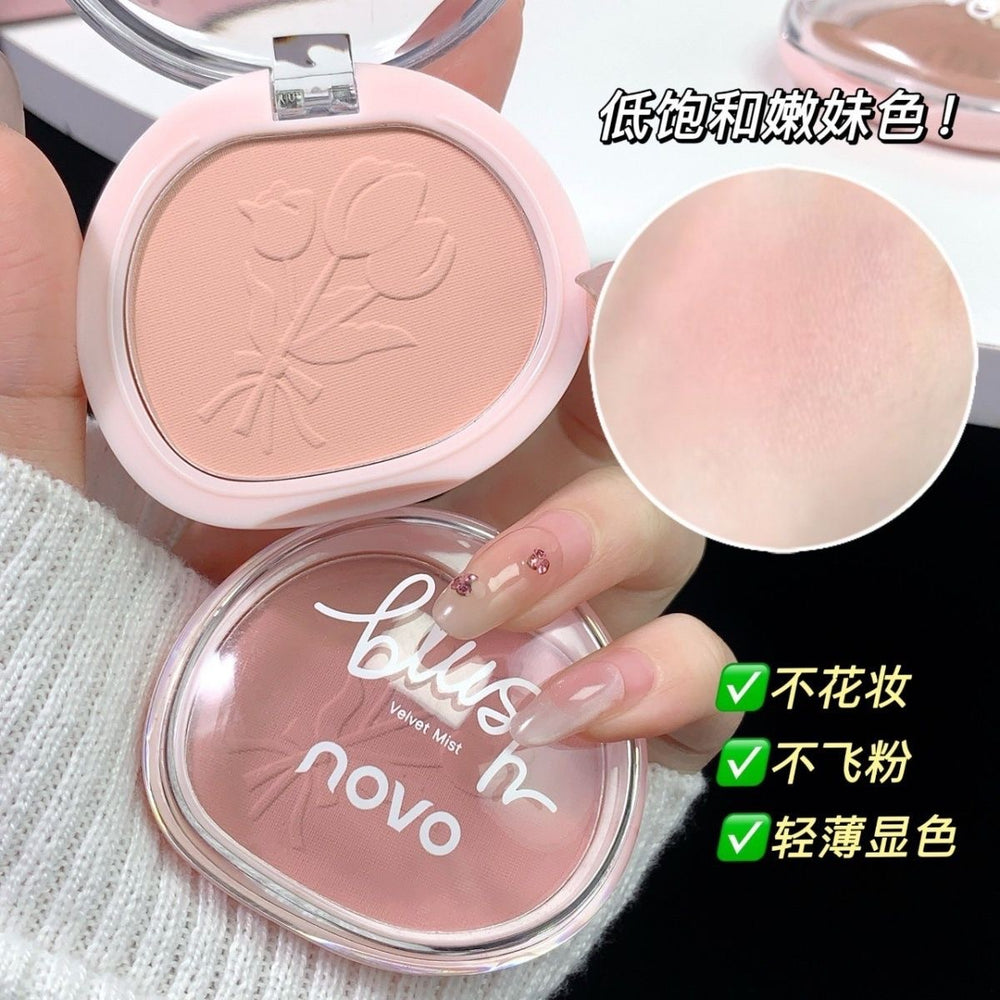 Novo velvet matte blush - effortless color, natural nude look, instant radiance. perfect for students!