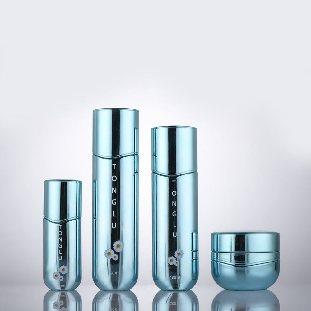 Factory direct cosmetics glass bottle set packaging: 120ml lotion/essential oil bottles & 30g cream glass jars